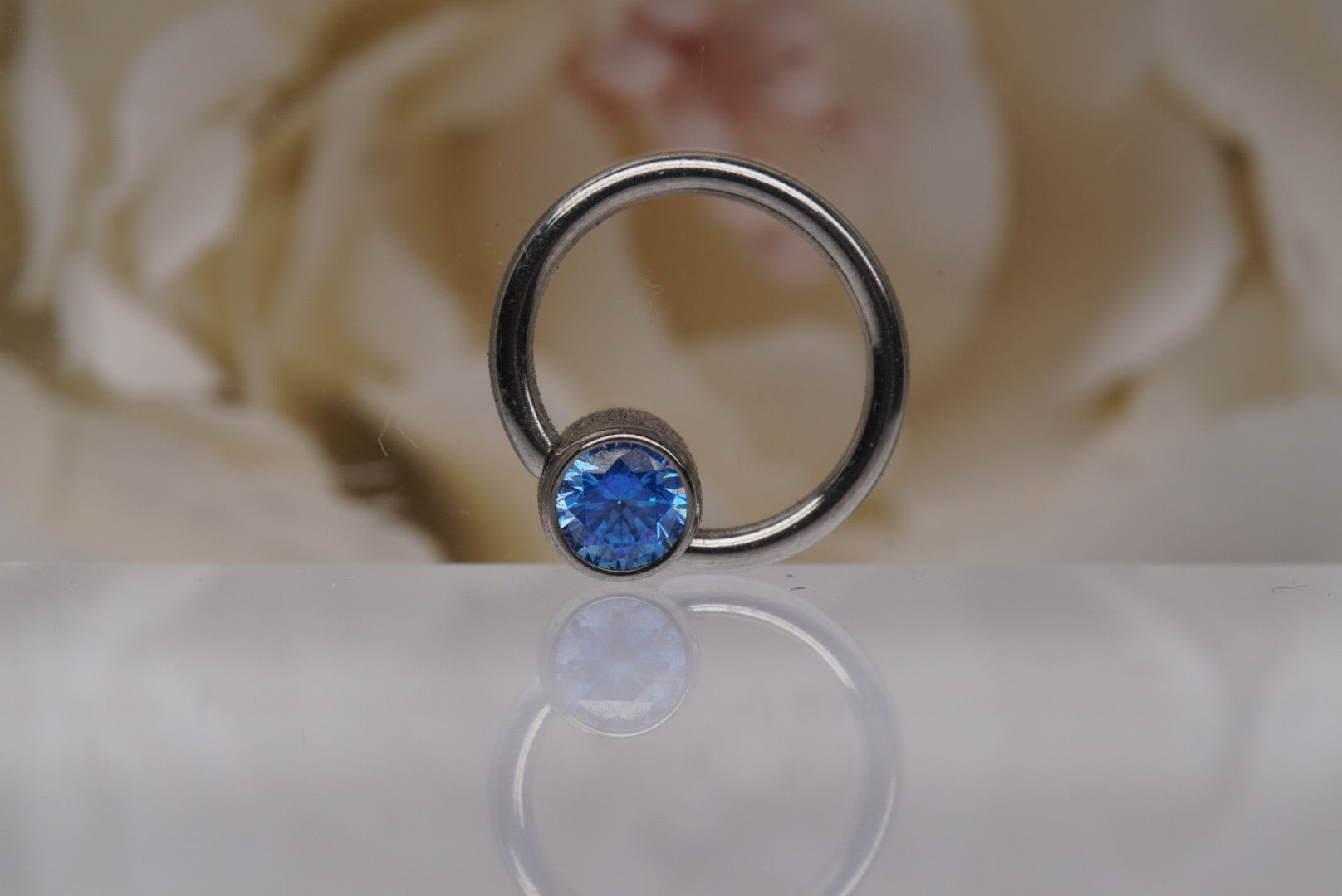Captive Bead with Arctic Blue Crystal