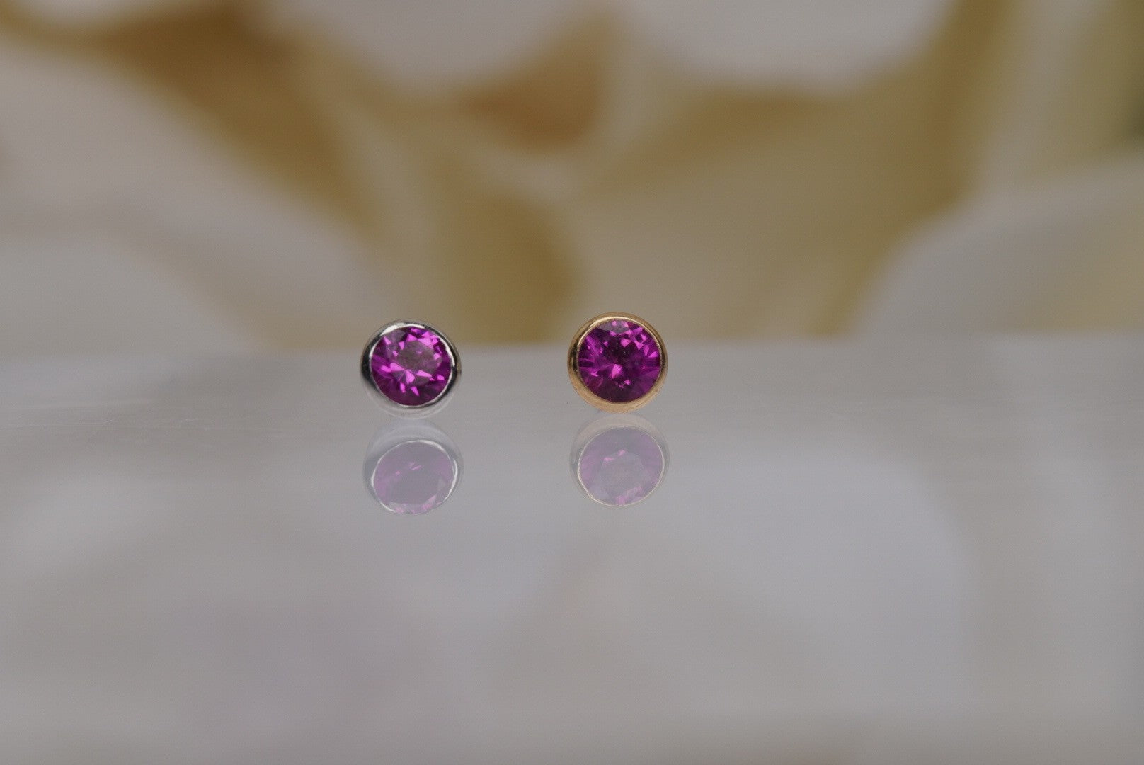 Hot Pink Crystal in Gold- 2mm