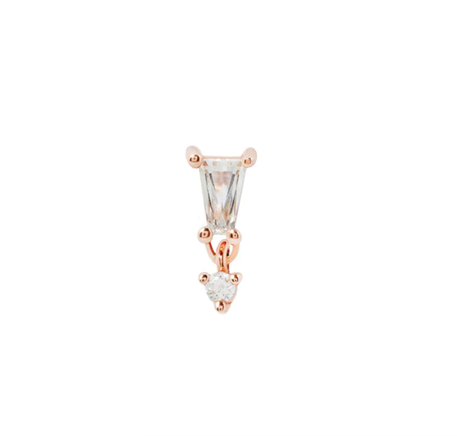 Buddha Jewelry Organics 14k 7x3mm "Yves" with Crystals dangle in RG stock image