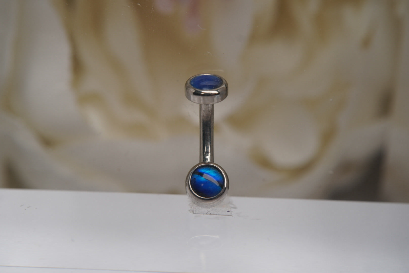 Blue Shell Navel in a Bezel Setting  (4mm/4mm)