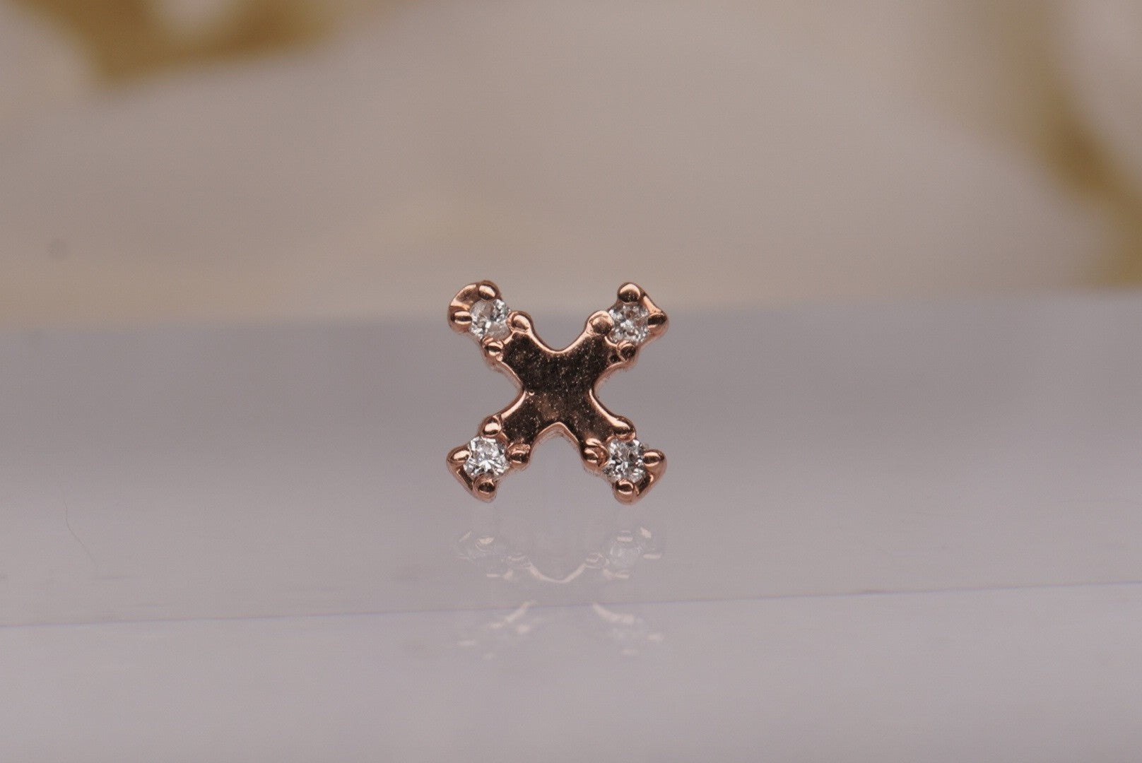 Ex in Gold- Genuine Diamonds