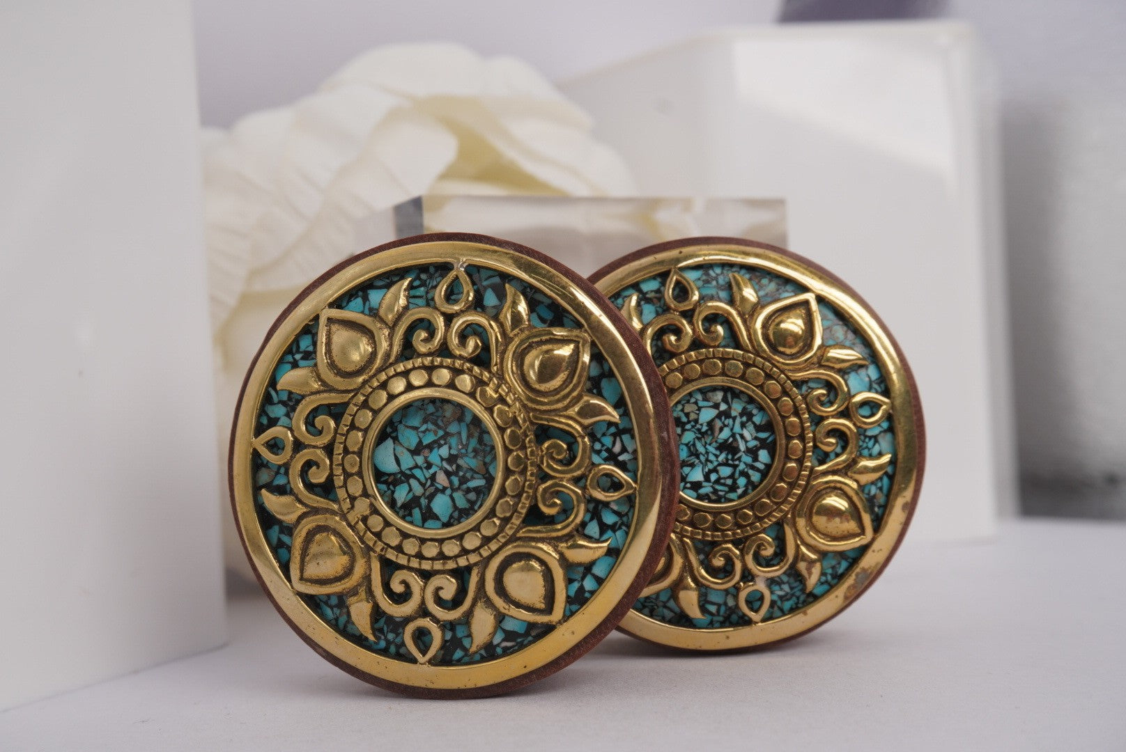 Philomena- Brass with Onyx Turquoise
