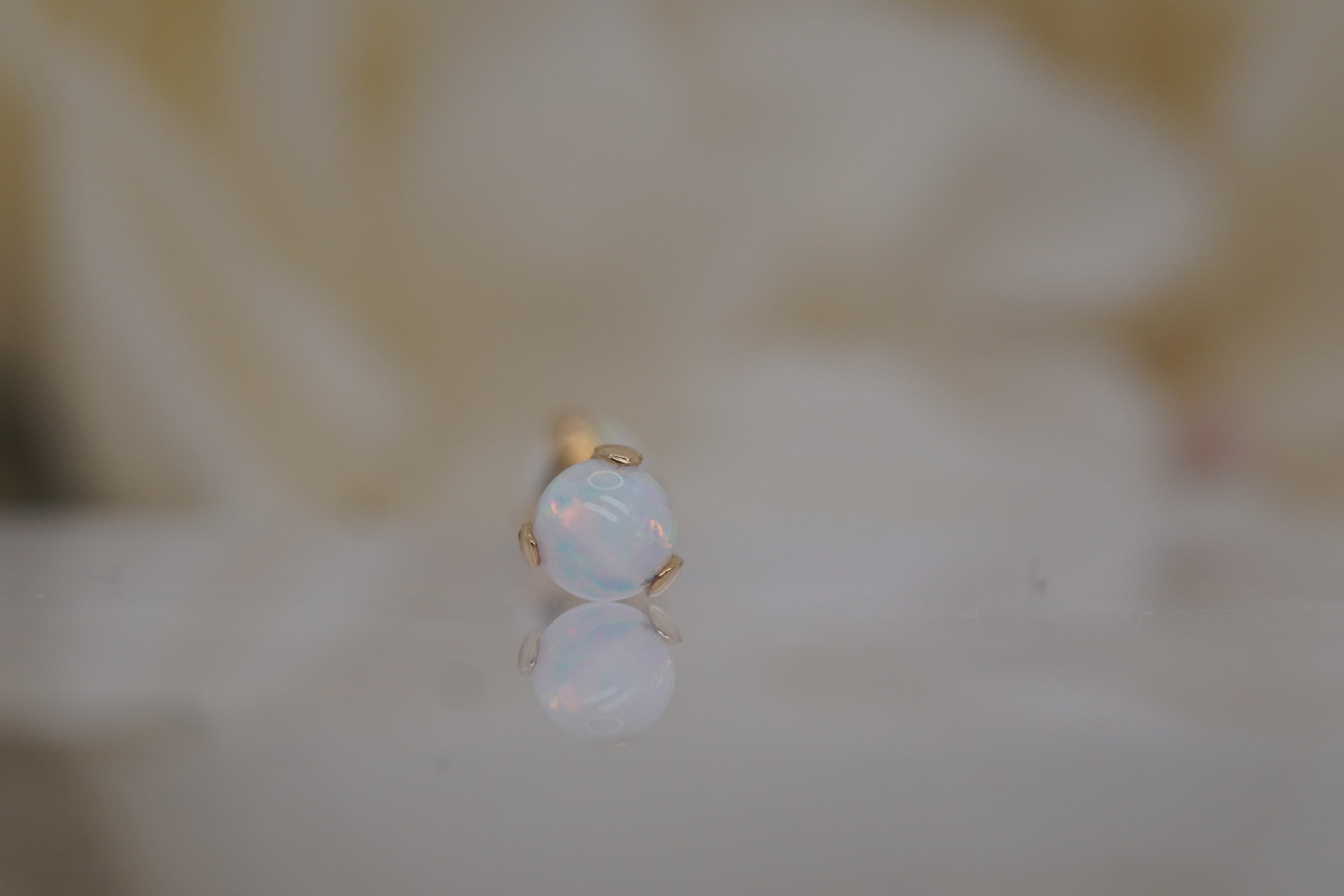 Prong Set 3mm White Opal Barbell