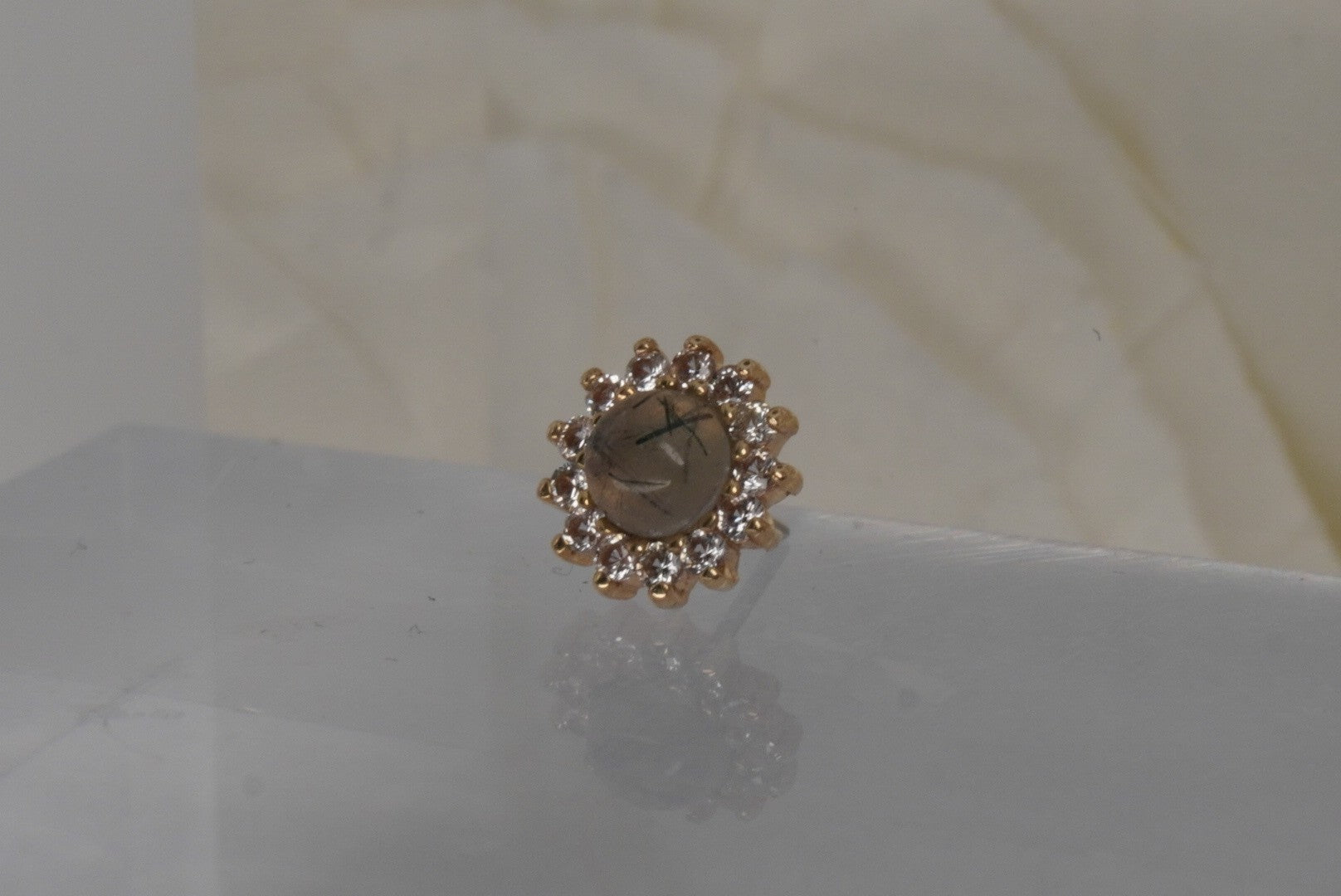 Delphine w/ Tourmalated Quartz & White Sapphire