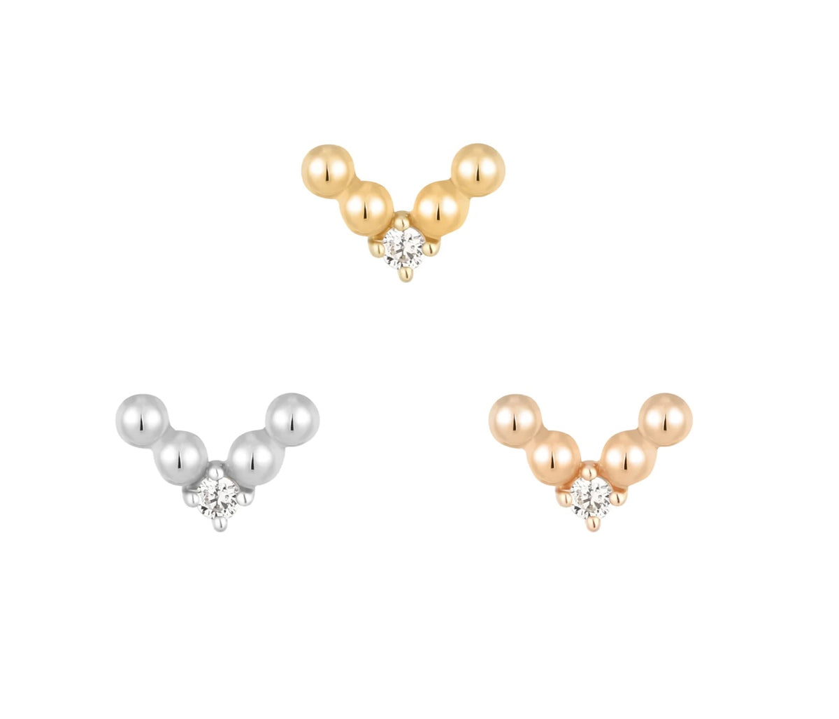 Buddha Jewelry Organics 14k 9.5x7mm "Voodoo" THREADLESS with White Crystals stock image