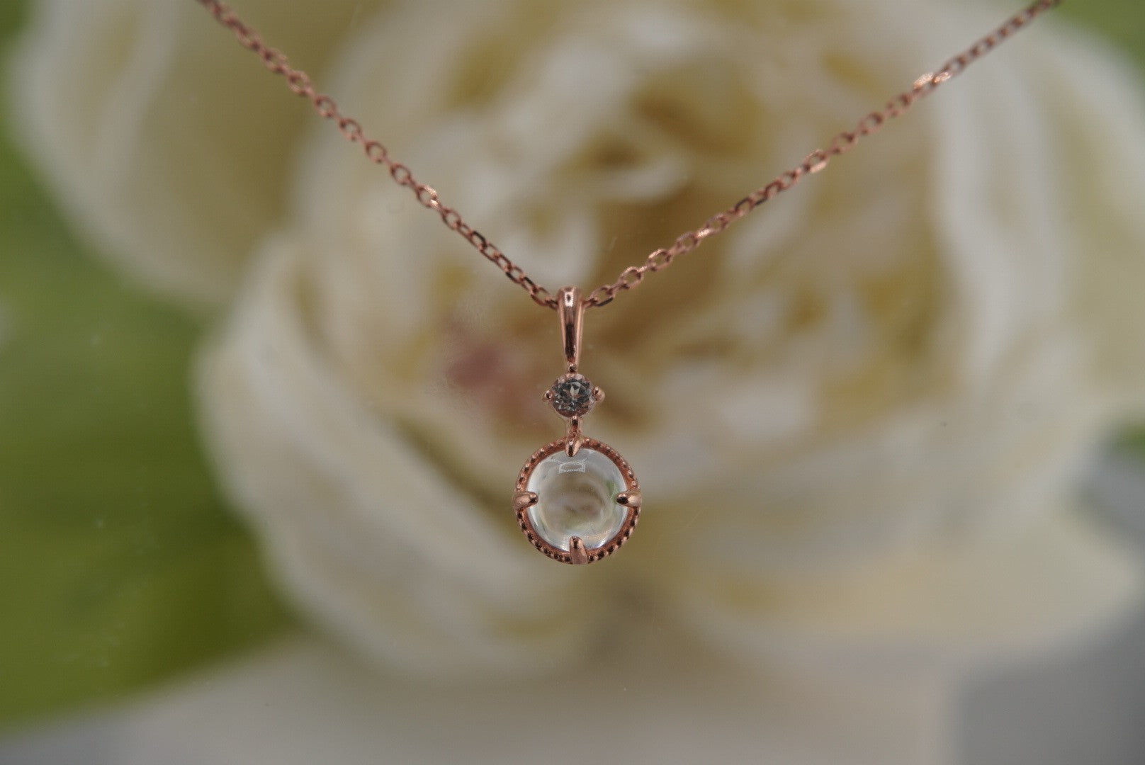 Manifest Necklace with Rainbow Moonstone and White Topaz