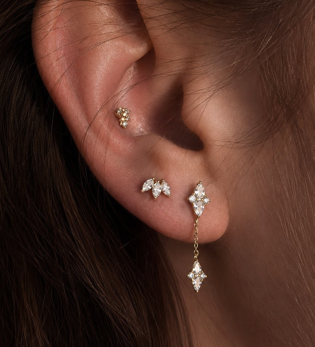 Buddha Jewelry Organics 14k 4.5x20.5mm "Ethereal Remix" with Crystals earlobe piercing