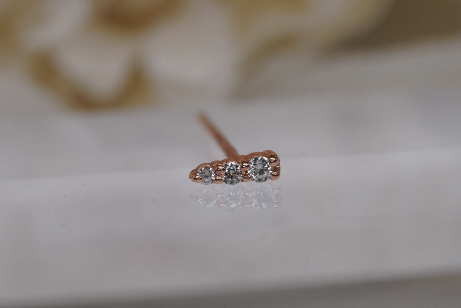 3-Gem Nostril Screw in Rose Gold