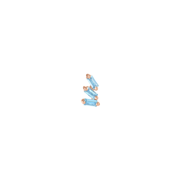 Buddha Jewelry Organics 14k 2.5x5mm "Staxx" THREADLESS with blue topaz rose gold stock image