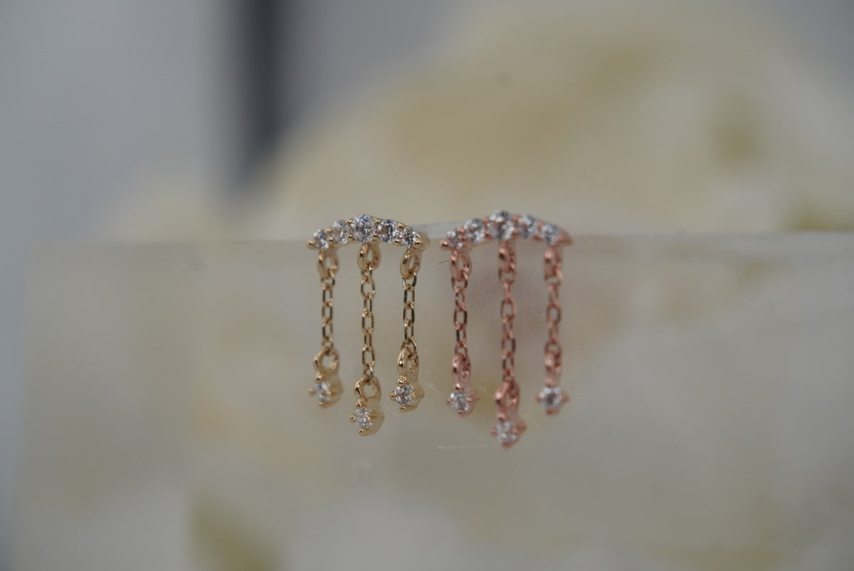 Buddha Jewelry Organics 14k "Forward Motion" THREADLESS in yellow white and rose gold hidden helix angled view