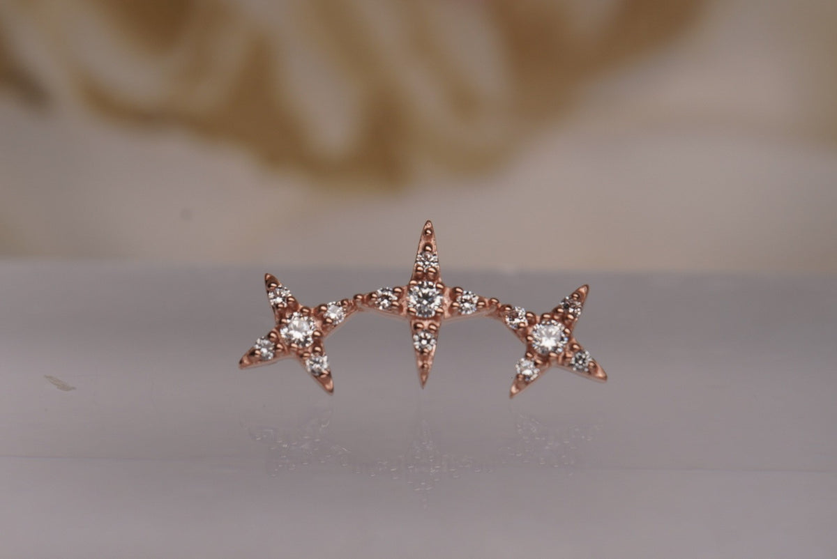 Ember 14k "Jackpot" THREADLESS with crystals in rose gold piercing