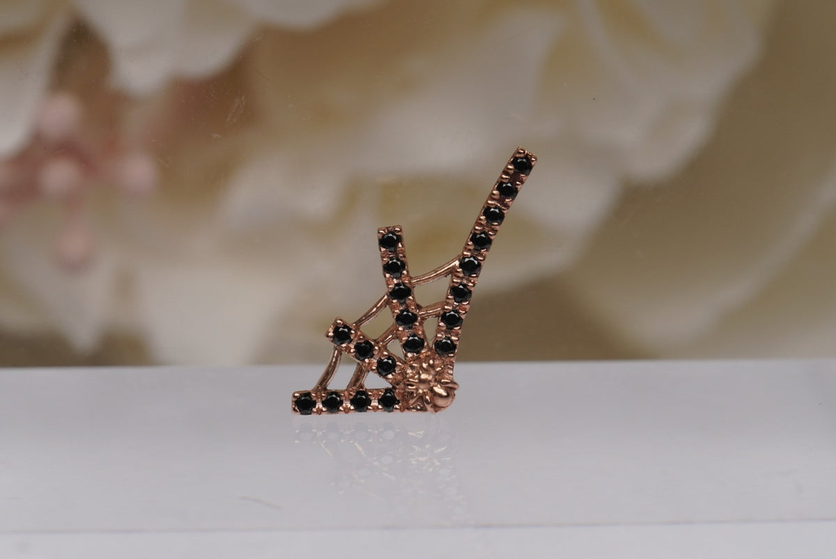14k Gold 7x16.5mm "Tarantula Web" in rose gold, front view