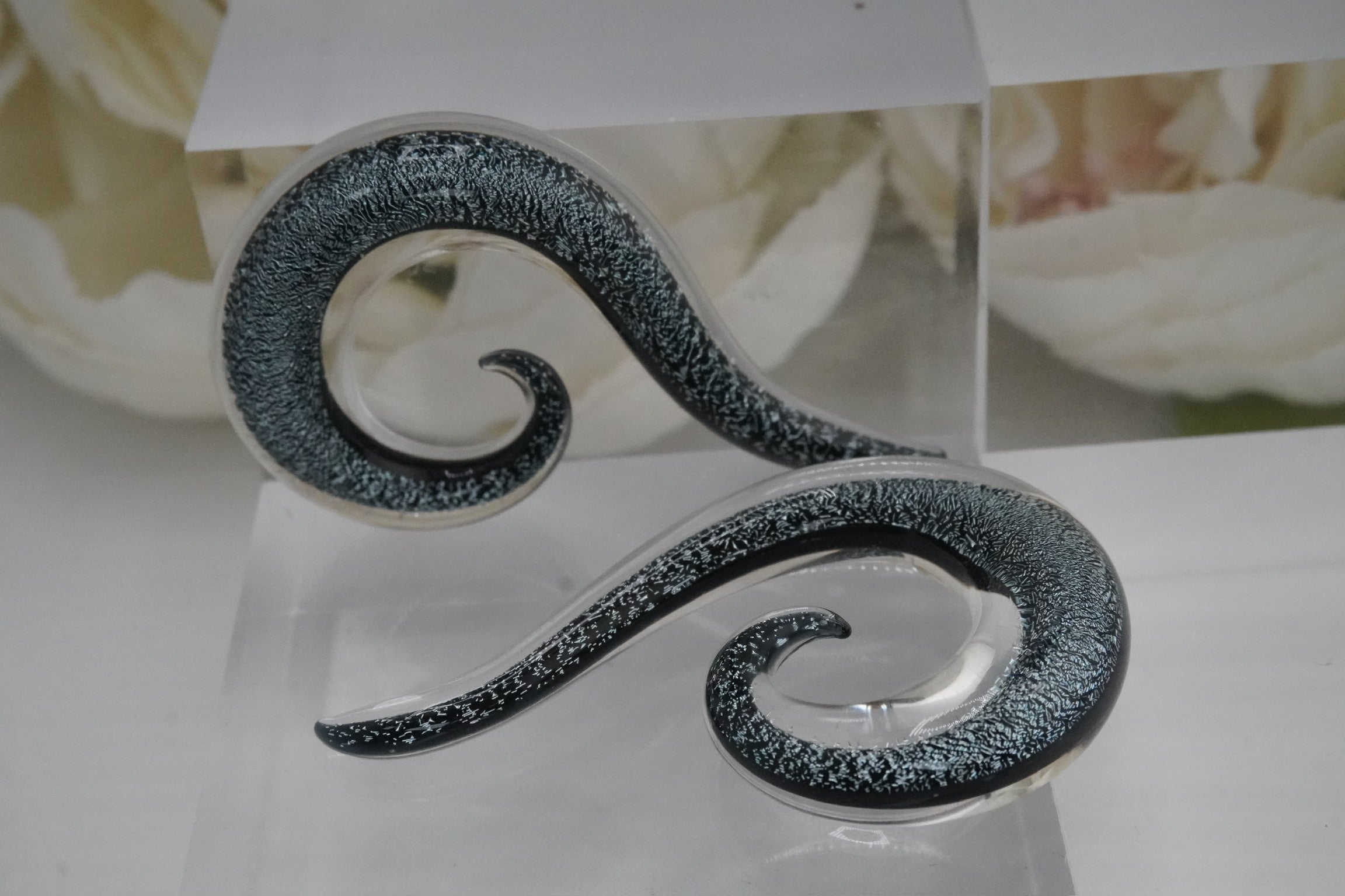 Blue Dichroic Glass Spirals- 0g