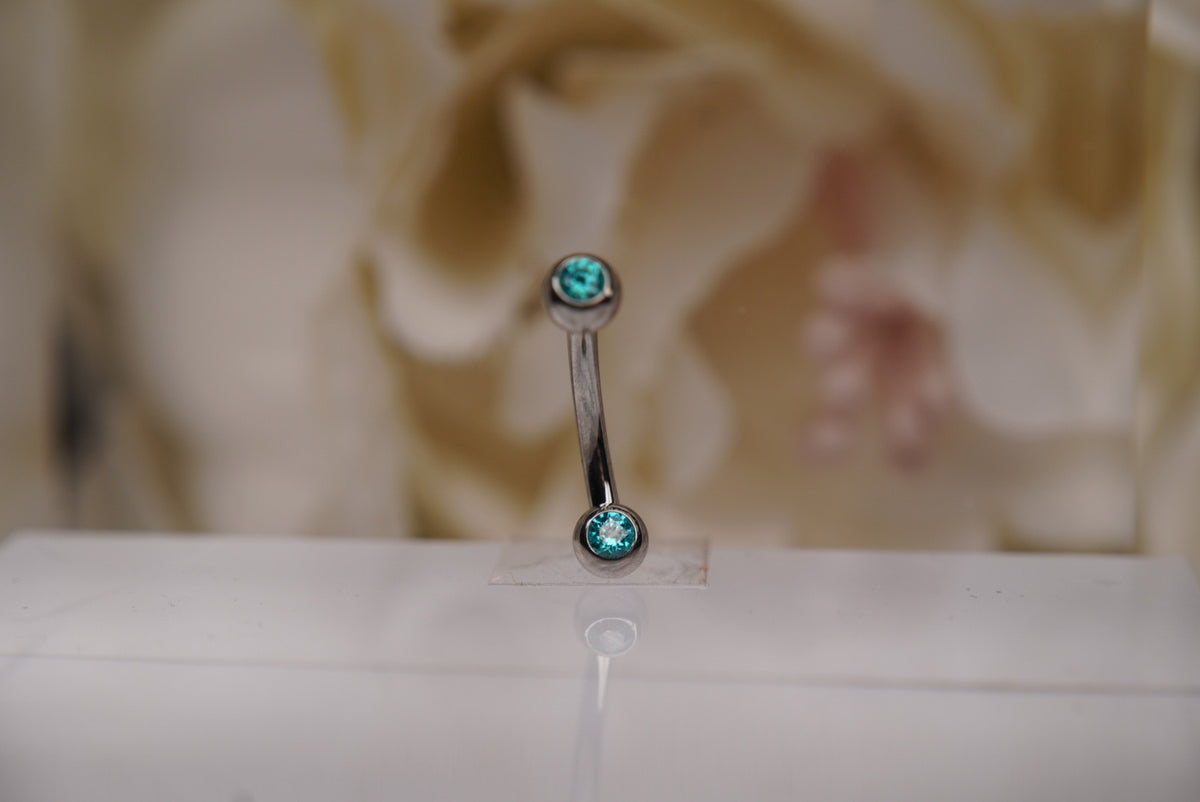 2-Gem Curved Barbell in Various Colors