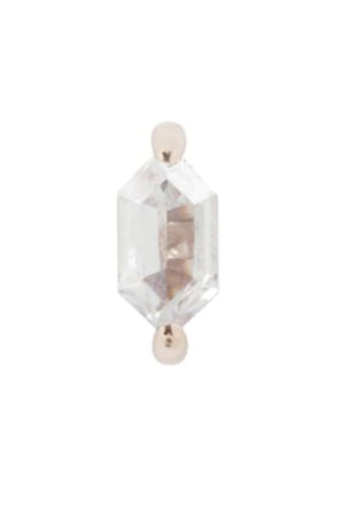 Buddha Jewelry Organics 14k 2x5mm "Oh! My My" THREADLESS with Crystal stock image rose gold