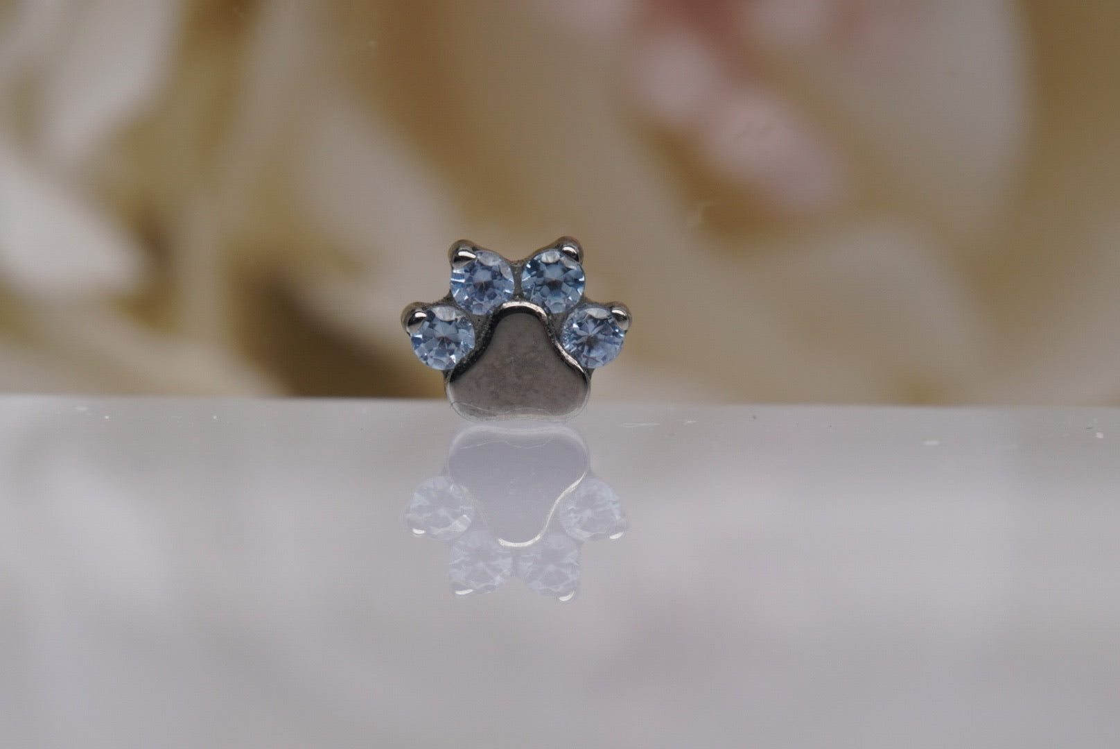 Paw Print with Icy Blue Crystals- 12/14g