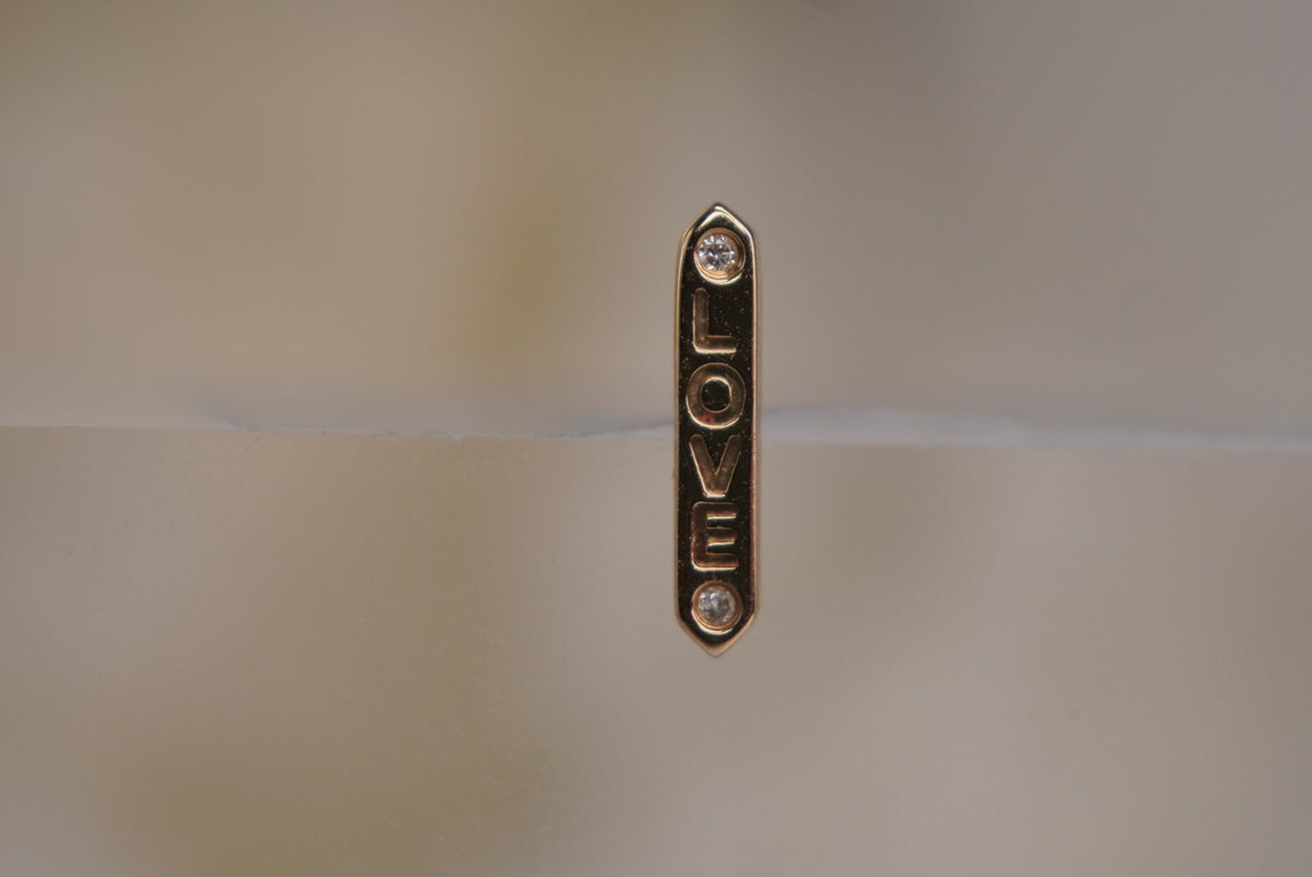 Buddha Jewelry 14k Gold "LOVE" with Diamonds in THREADLESS in yellow gold