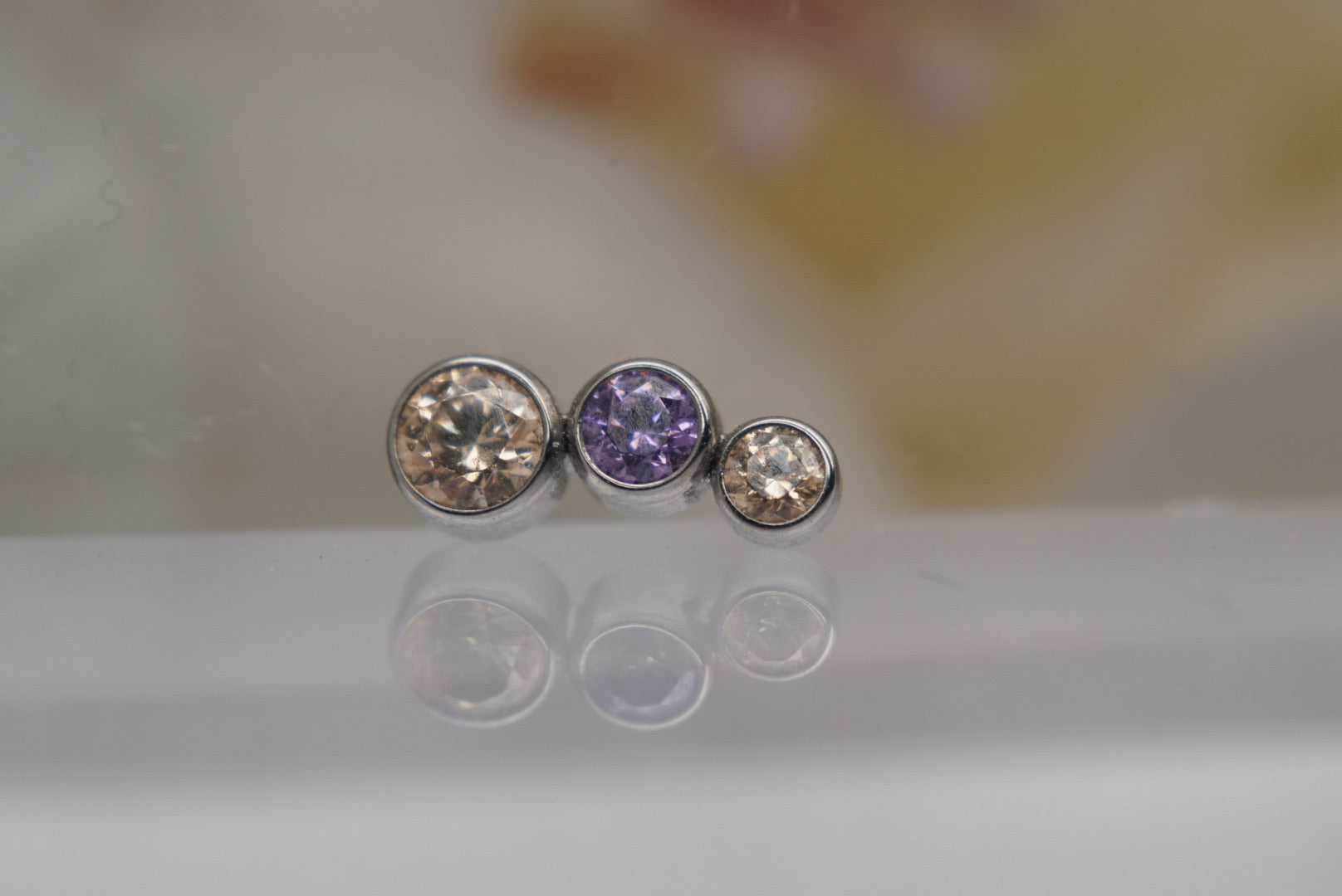 3-Gem Clio Right Facing (Champagne & Purple)