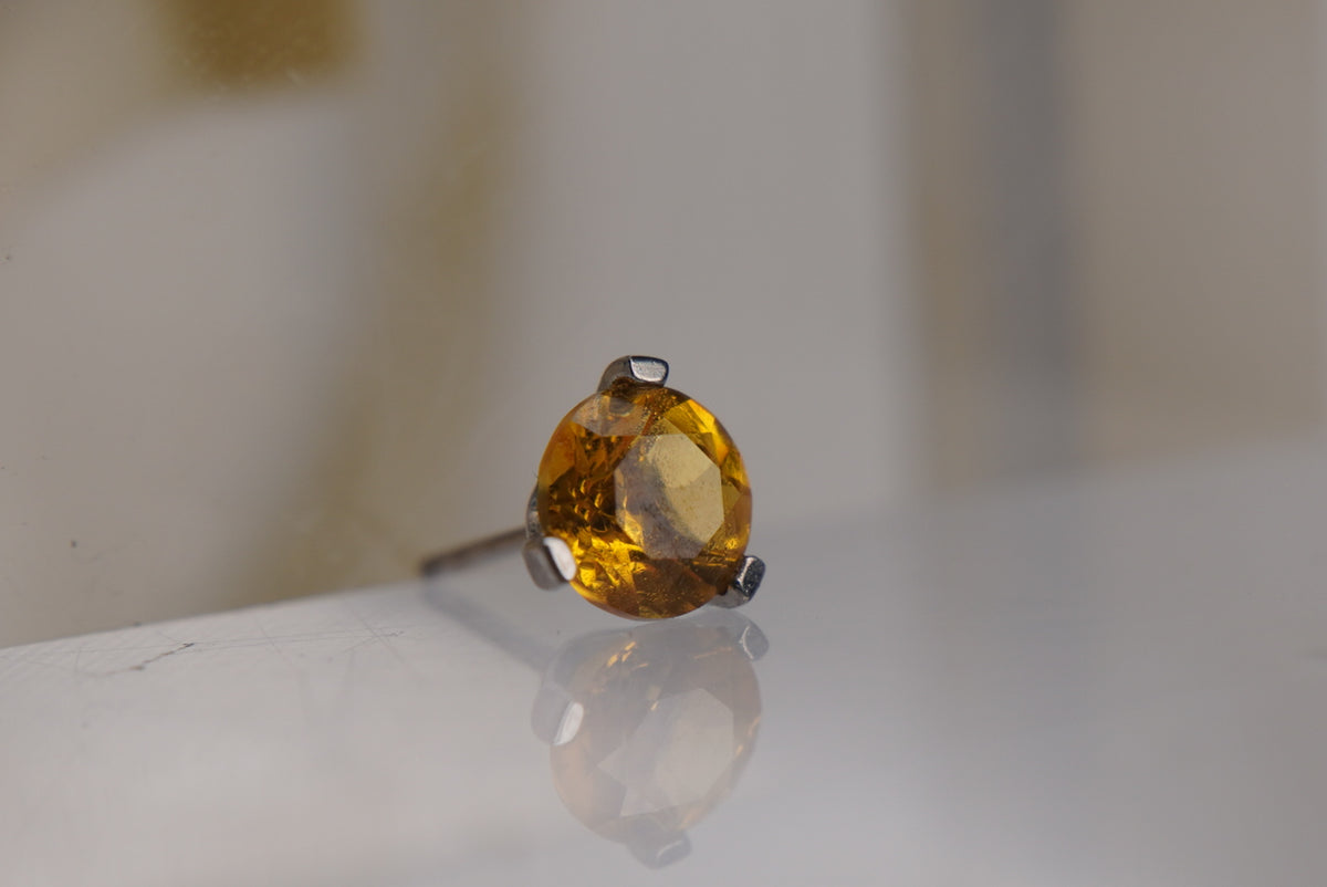 Yellow Crystal Prong threadless