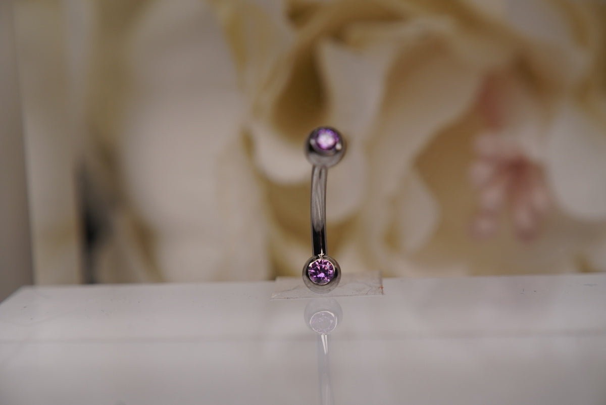 2-Gem Curved Barbell in Various Colors