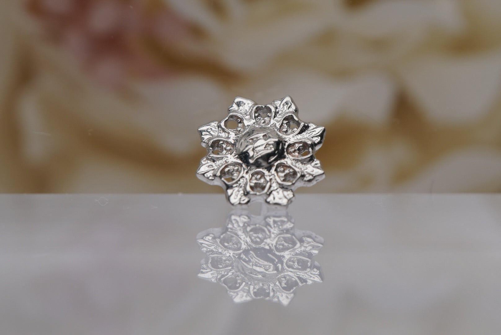 Ice Crystal Pin in White Gold